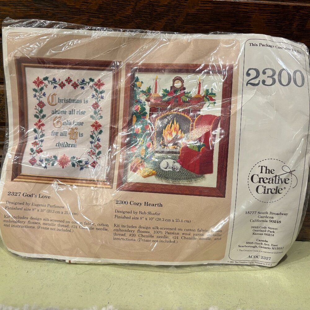 VTG The Creative Circle Cozy Hearth Crewel Embroidery Kit #2300 Sealed (1985)